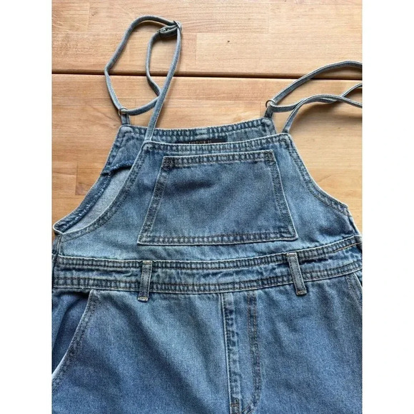 FOREVER 21 Women's Medium Wash Strappy Denim fitted overalls Jumpsuit Size S - Picture 13 of 13